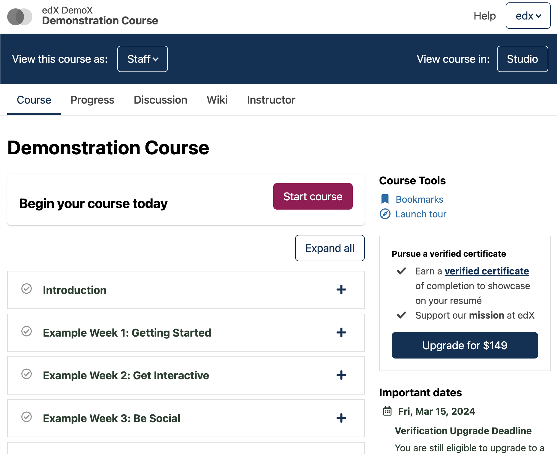 A screenshot of the Learning MFE.