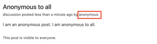 A screenshot of a learner viewing an anonymous discussion forum message