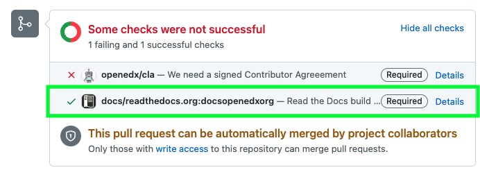 A picture of the GitHub user interface showing a successful build has a green checkmark