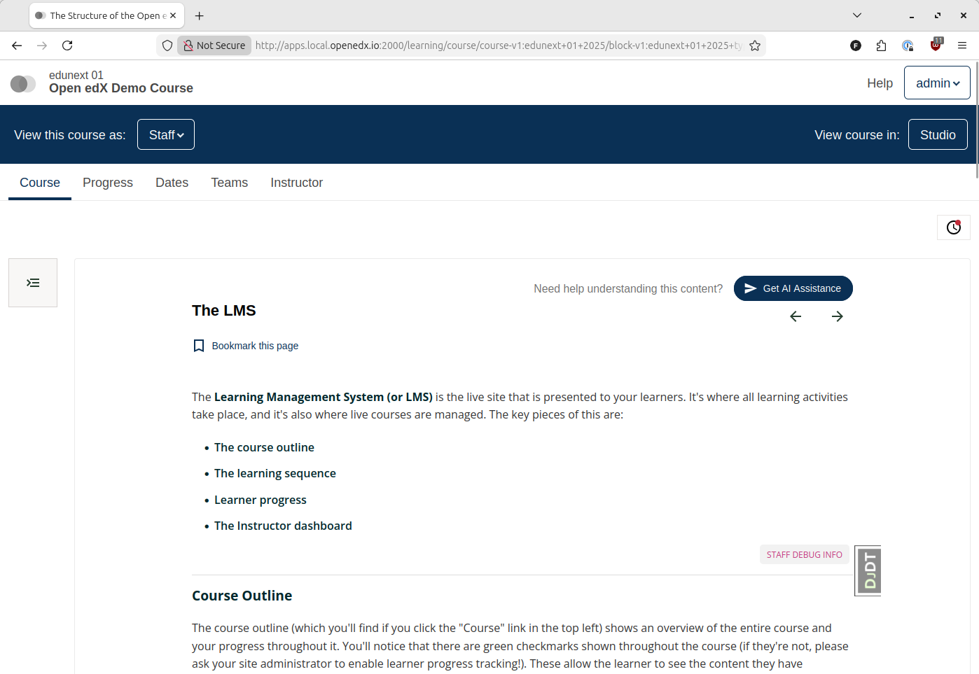 Content summary workflow in LMS unit view