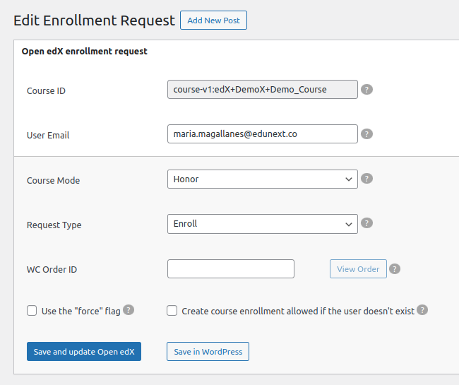 New Enrollment Request
