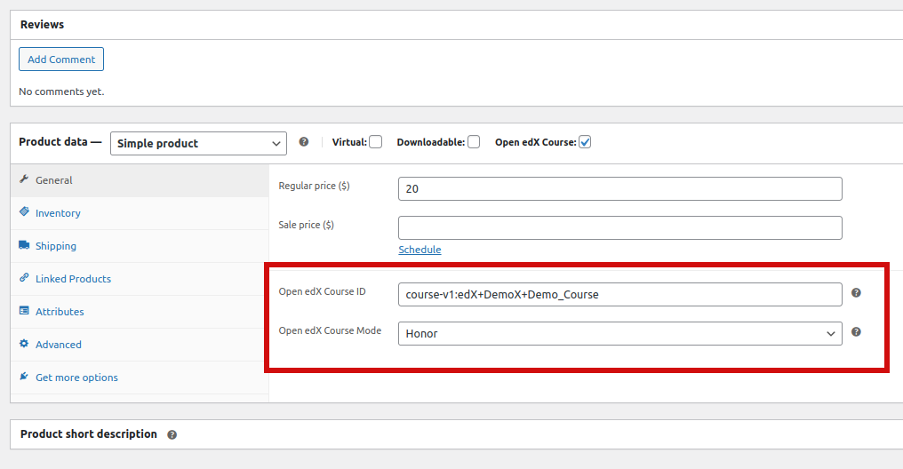 Add new Open edX Course product.